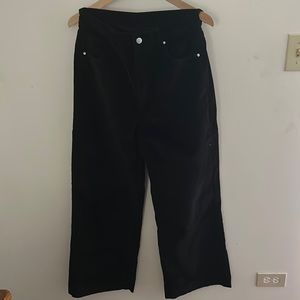 Black High-waisted wide leg corduroy pants